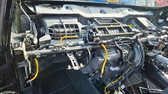 Stripped-out interior of a vehicle
